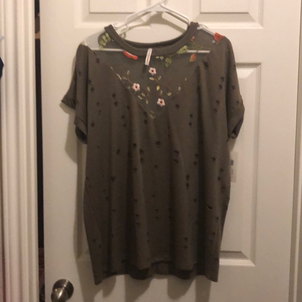 My Story - brown ripped tee